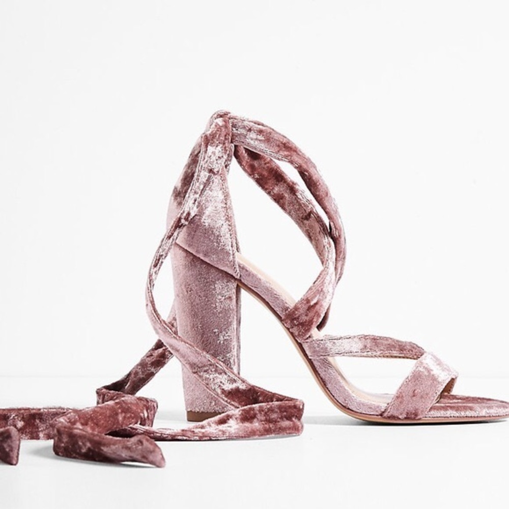 NWT Express Pink Velvet Tie Sandal